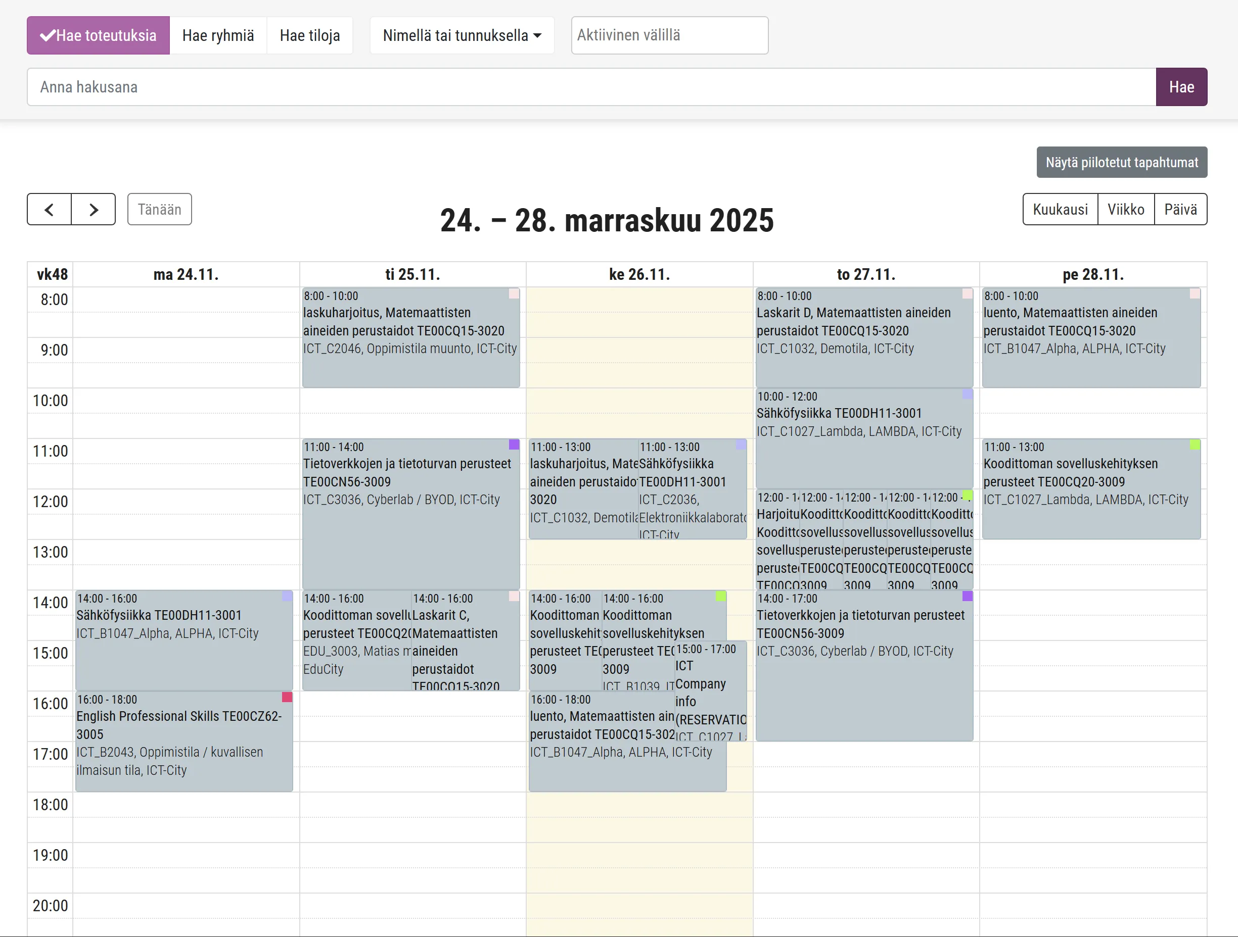 Lukkarikone 4 interface screenshot